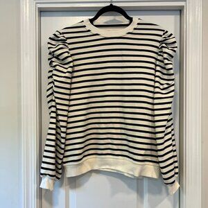 Mint Velvet Striped Ruched Shoulder Sweatshirt in Neutral